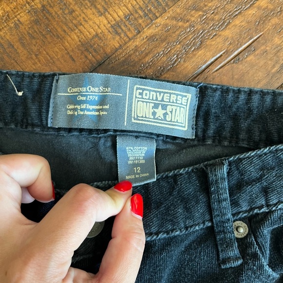 Converse Women's Black Straight Leg Corduroy Jeans - Picture 2 of 4
